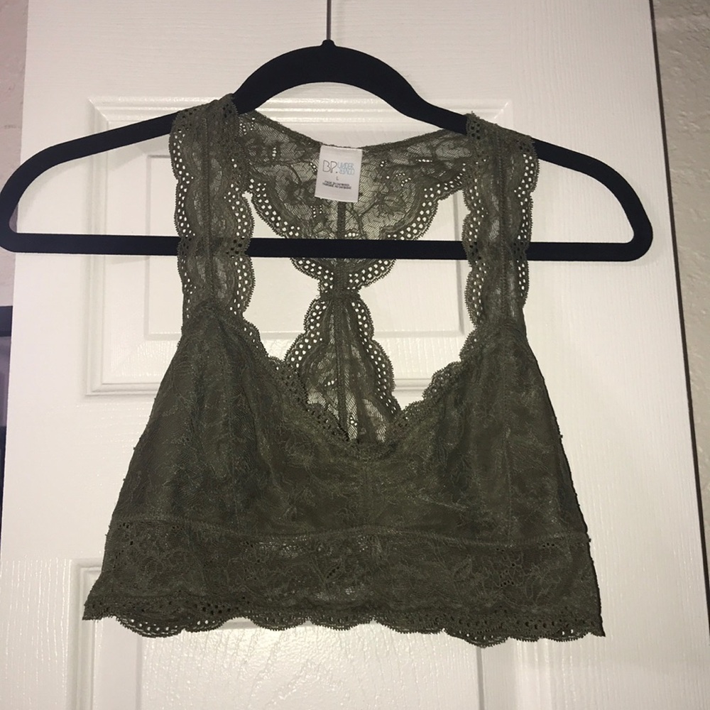 Military green lace bralette